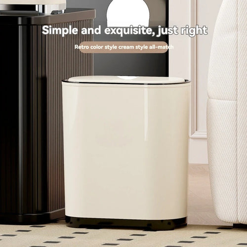 1 unidad/Contenedor de basura de lujo con tapa a presión para uso doméstico en sala de estar, dormitorio, cocina, baño, gran capacidad con tapa