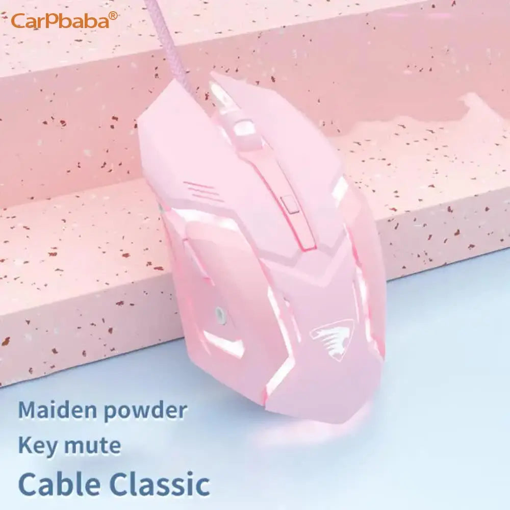 Carpbaba-ratón de juego con cable G3, silencioso, mecánico, rosa, deportes electrónicos, chica, arte encantador, portátil, para oficina, hogar, MacBook, portátil, PC y Gamer