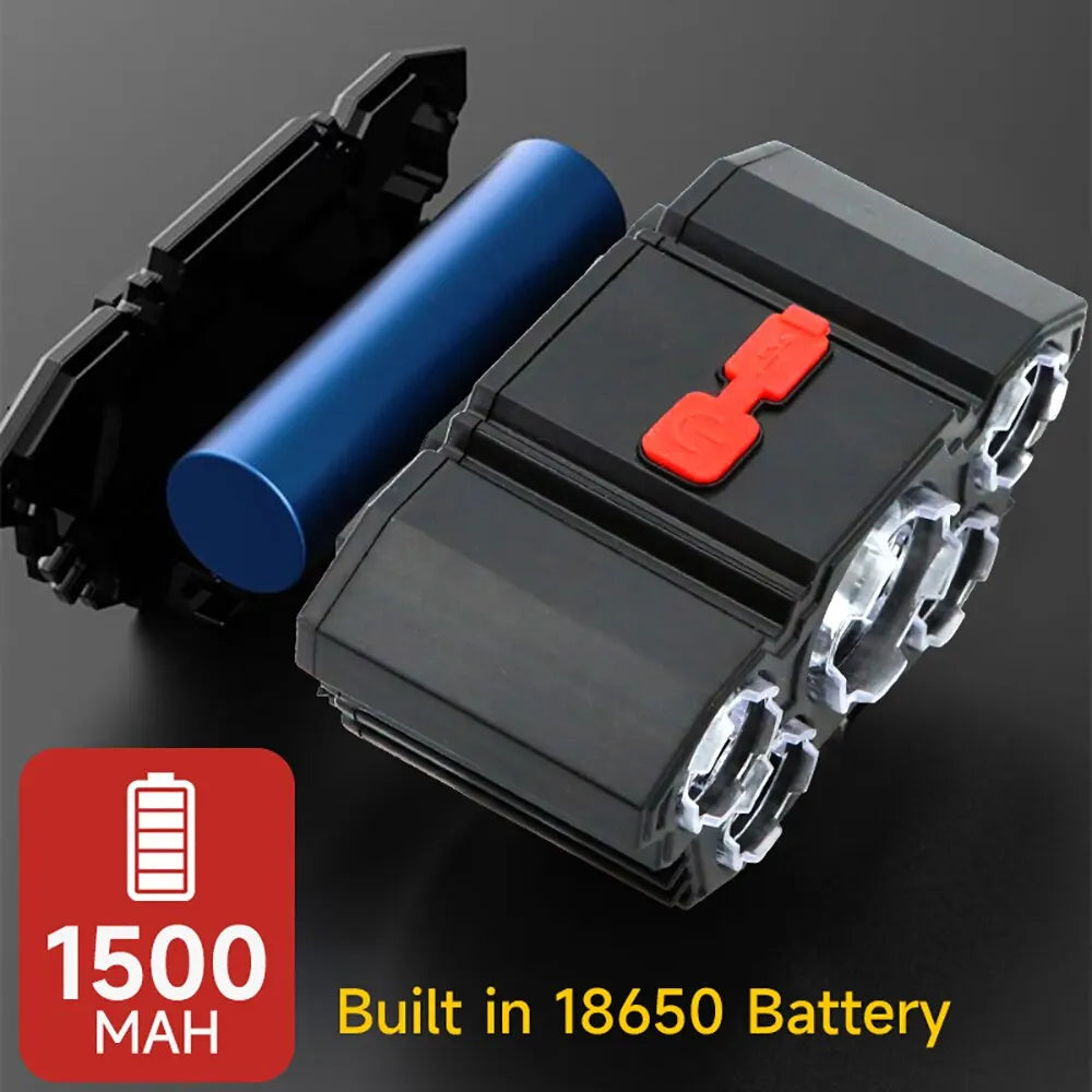 Linterna Frontal Recargable USB 5 LED para Pesca y Camping