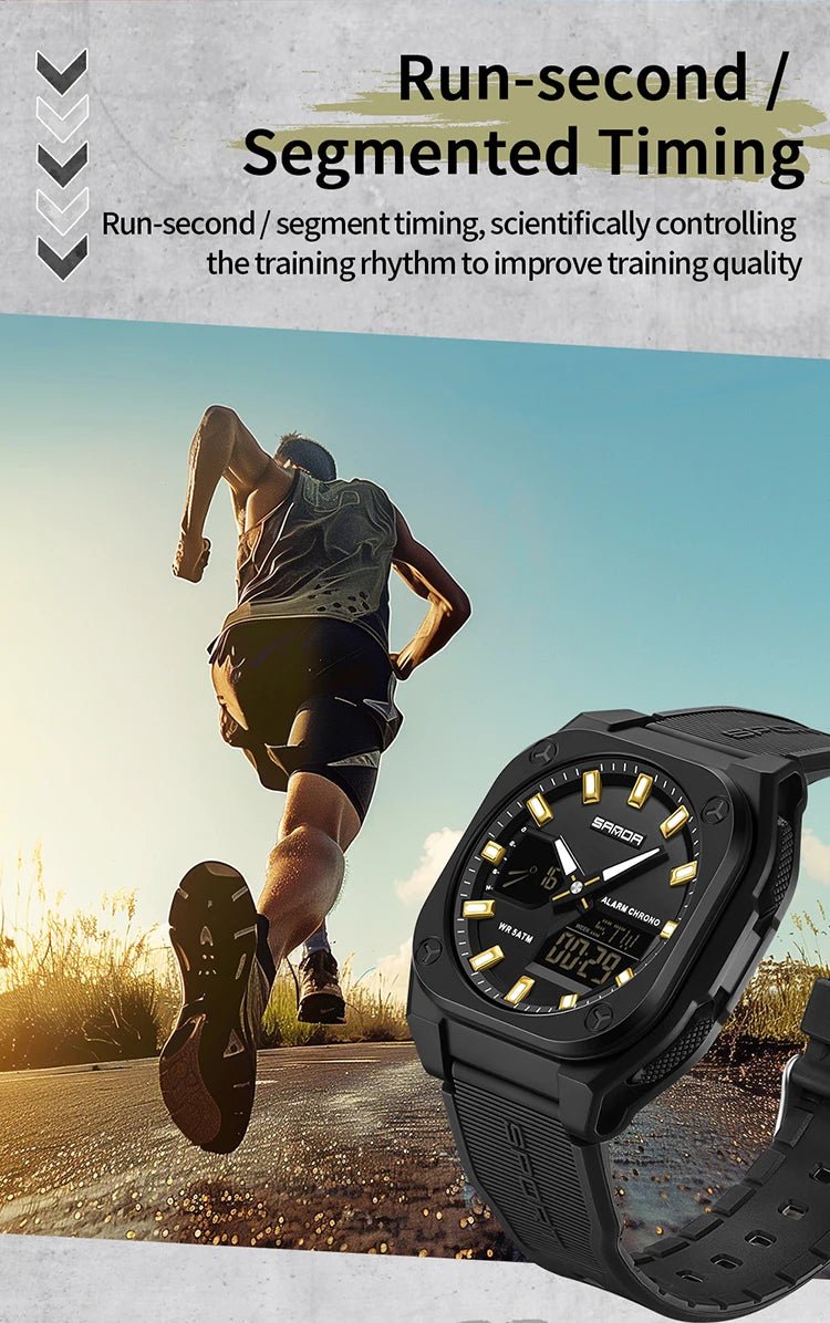 Reloj Digital Deportivo SANDA 6268 para Hombre Impermeable Multifunción