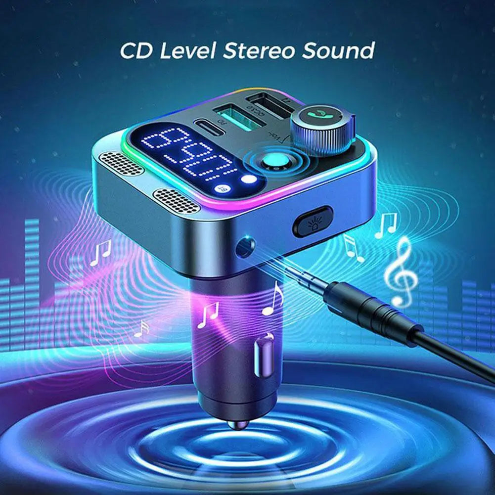 Transmisor FM Bluetooth con Cargador USB 4 Puertos PD 250W