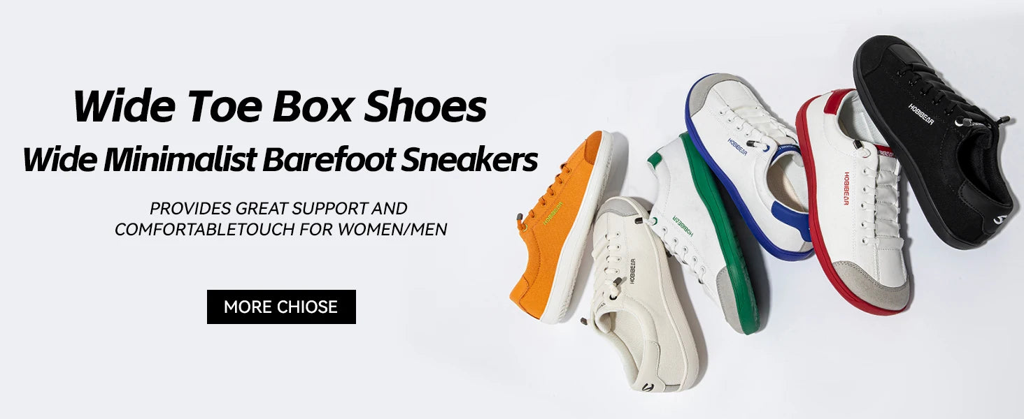 HOBIBEAR Zapatos descalzos para hombre y mujer |   Gota cero |   Zapatillas de deporte de lona informales con punta ancha, zapatos para caminar minimalistas
