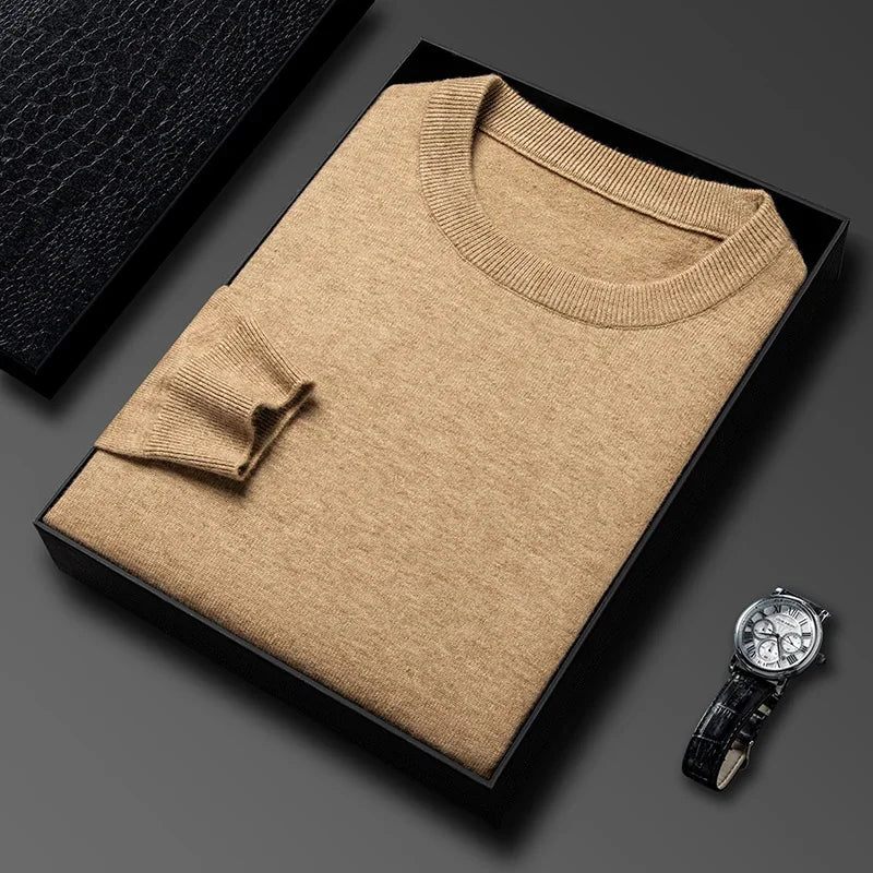 2025 nuevo suéter Casual para hombre, suéter tejido de manga larga con cuello redondo, Top versátil de moda con patrón de diamante