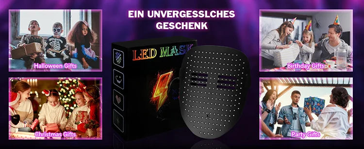 Máscara LED con detección de gestos que enciende la cara que transforma la máscara LED de Halloween para niños, hombres y mujeres, disfraz, fiesta de disfraces