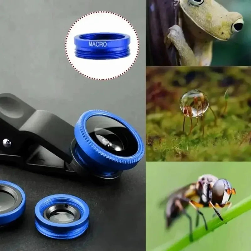 Kit de Lentes para Teléfono Gran Angular y Ojo de Pez HD