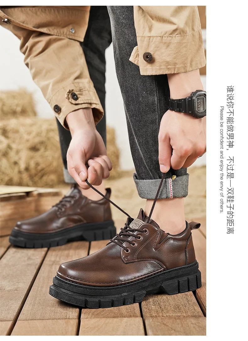 Zapatos informales para hombre, calzado cómodo para trabajo hecho a mano en las cuatro estaciones, zapatos de trabajo al aire libre, moda Joker, zapatos de marea juvenil, zapatos de cuero para fiesta de negocios
