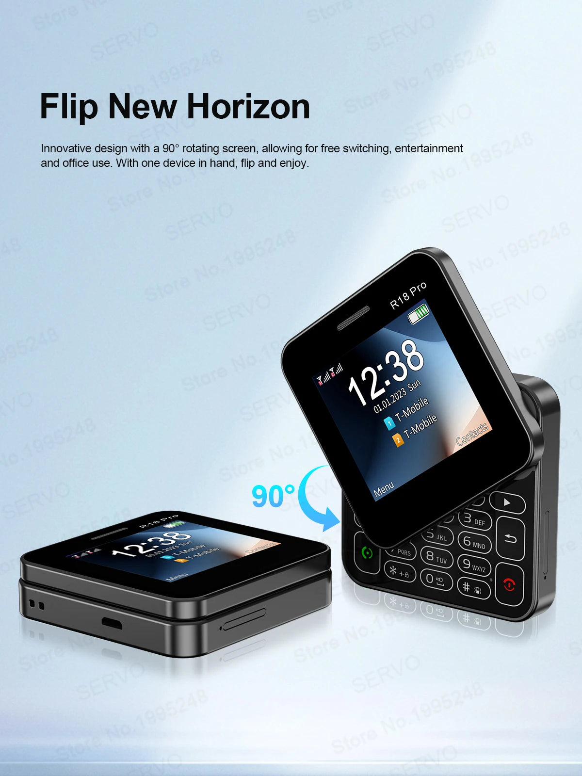 SERVO R18 Pro — Teléfono Básico Giratorio Doble SIM, Radio FM y Linterna