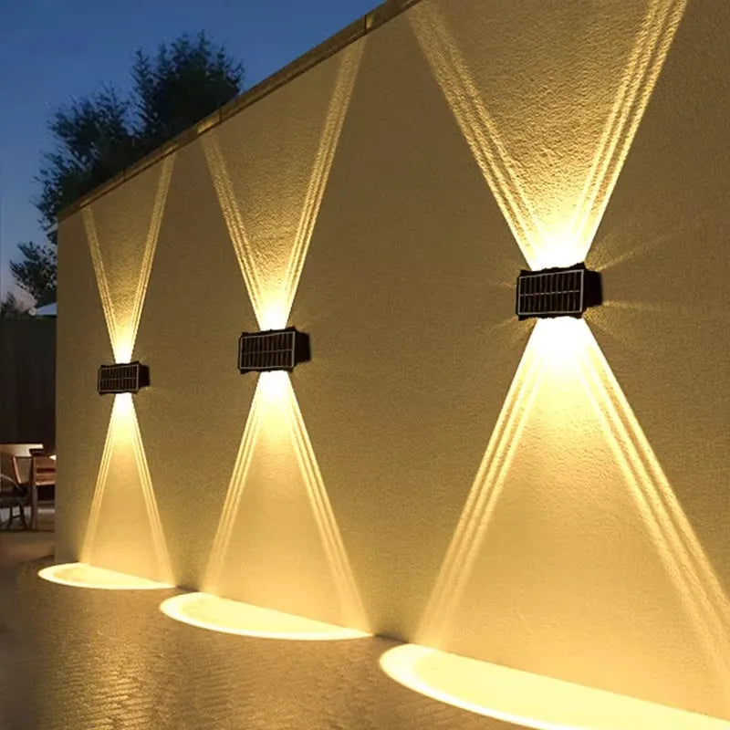 Lámpara Solar de pared para exteriores, luz LED Solar impermeable hacia arriba y hacia abajo, iluminación luminosa, luces decorativas para balcón, patio y jardín