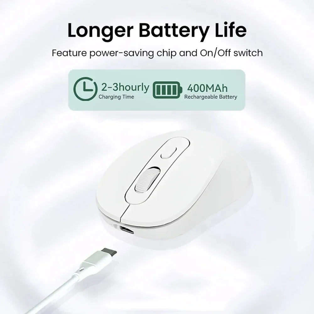 Ratón inalámbrico Bluetooth 5,2 de 2,4G, ratón recargable de modo Dual para juegos, ratón silencioso de 1600 DPI para PC, portátil, MacBook Pro Bluetooth 5.2 Mouse 2.4G Wireless Mouse Rechargeable Dual Mode Gaming Mous