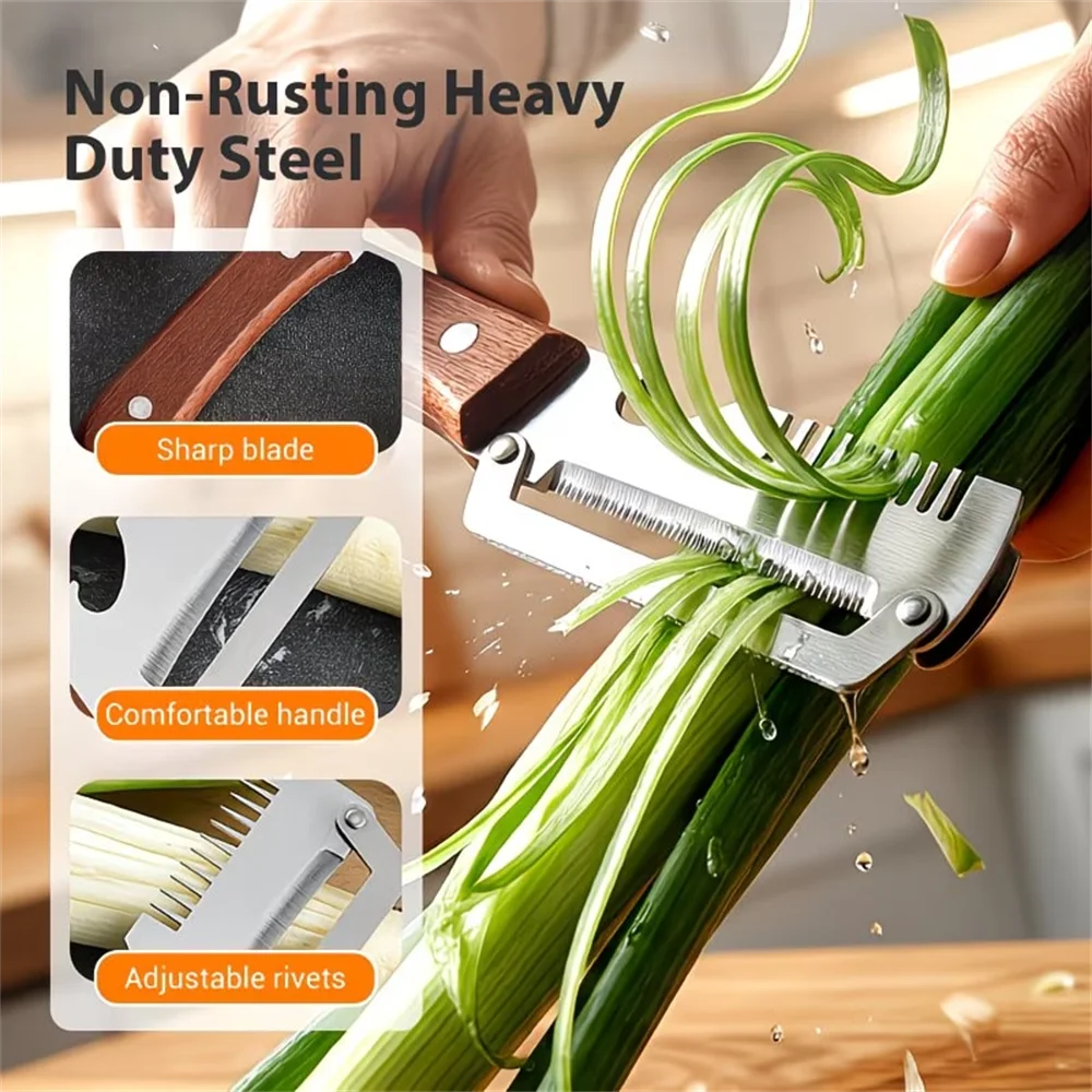 2 piezas de rebanador y rallador de acero inoxidable de primera calidad, pelador multifuncional de verduras y frutas de alta resistencia, herramienta de cocina de acero inoxidable