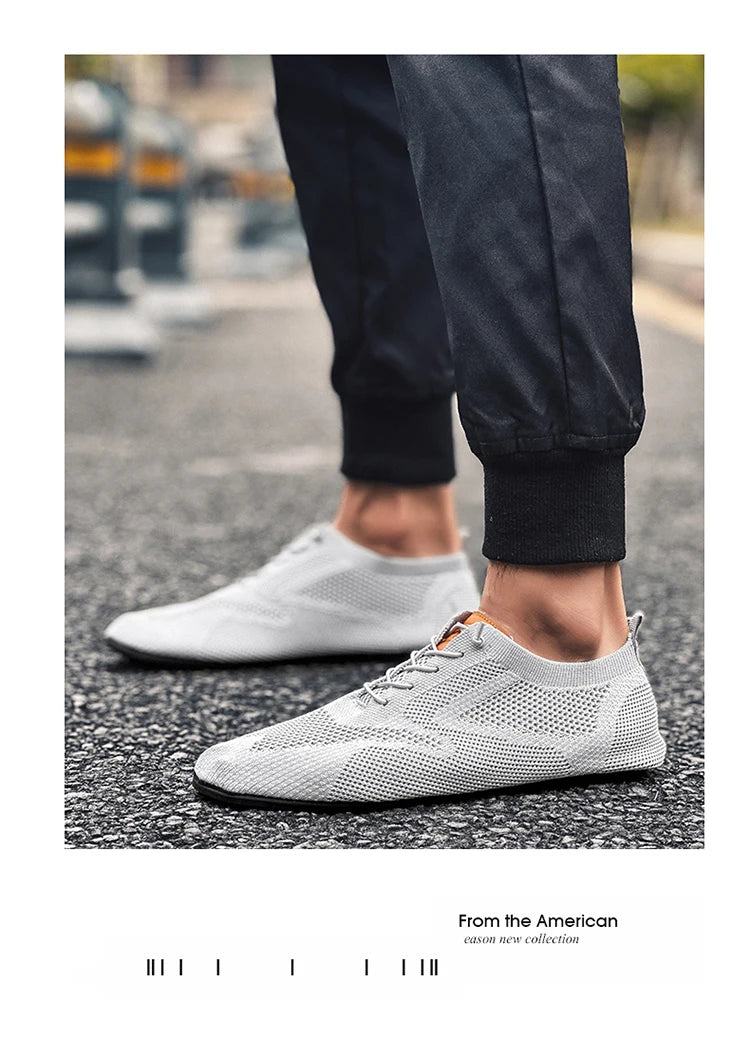 Zapatos informales ligeros sin cuero para hombre, mocasines de malla a la moda para parejas, zapatillas transpirables con cordones para hombre, zapatos planos suaves para Yoga