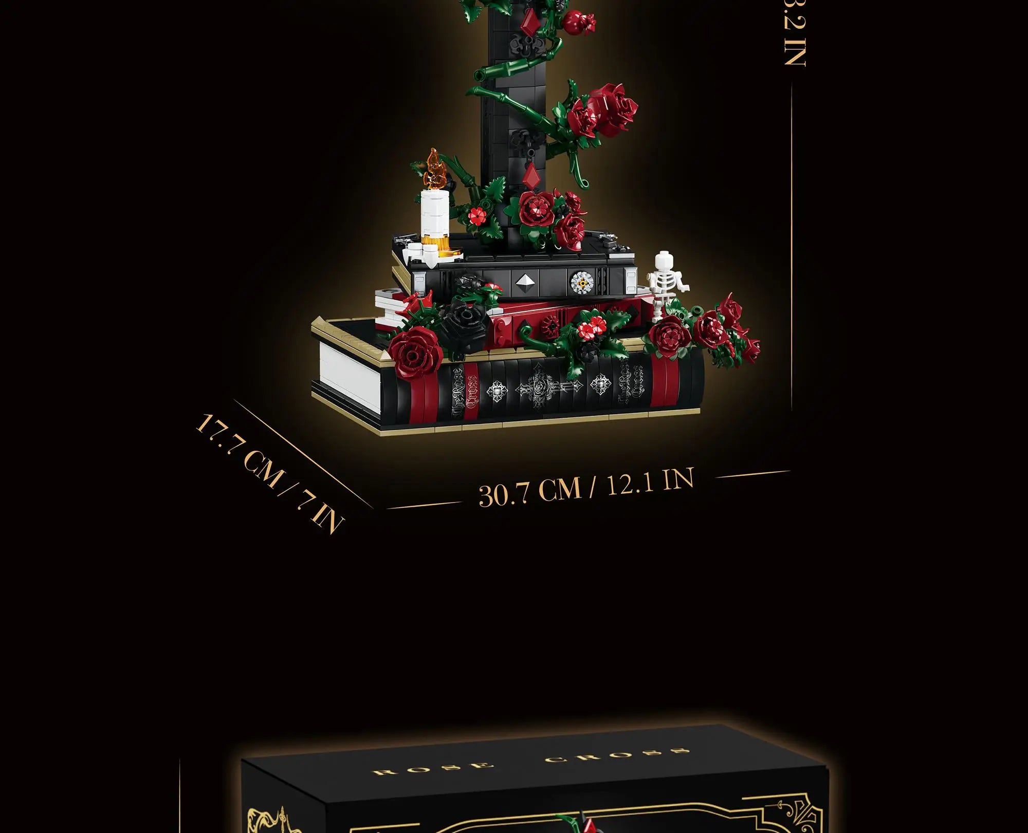 Set de Bloques de Construcción de Violín con Corona de Rosas y Cruz de la Serie Noche Gótica, Modelo MOC, Juguete de Ensamblaje, Adorno de Escritorio, Regalo de Cumpleaños