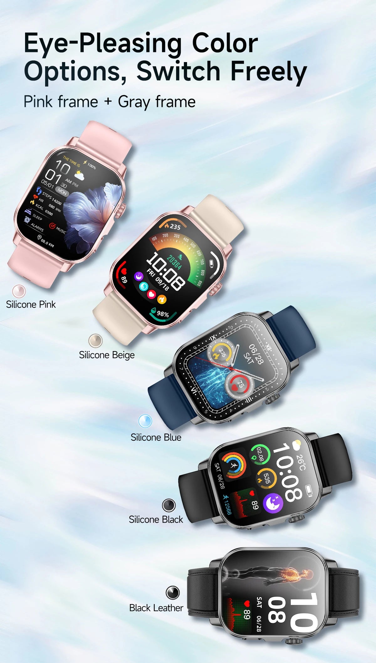 Reloj Inteligente con Diagnóstico ECG, Oxígeno en Sangre y Pantalla AMOLED