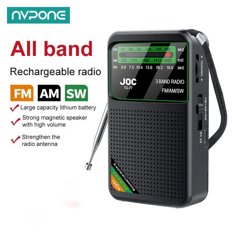 Radio Portátil FM AM SW de Bolsillo con Altavoz y Pantalla HD