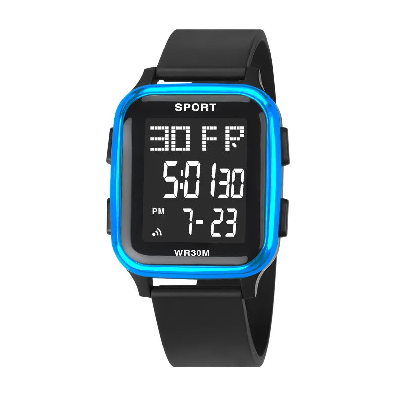 Reloj deportivo YIKAZE para hombre, reloj electrónico multifunción resistente al agua, reloj de pulsera Digital LED ultrafino para hombre y estudiante