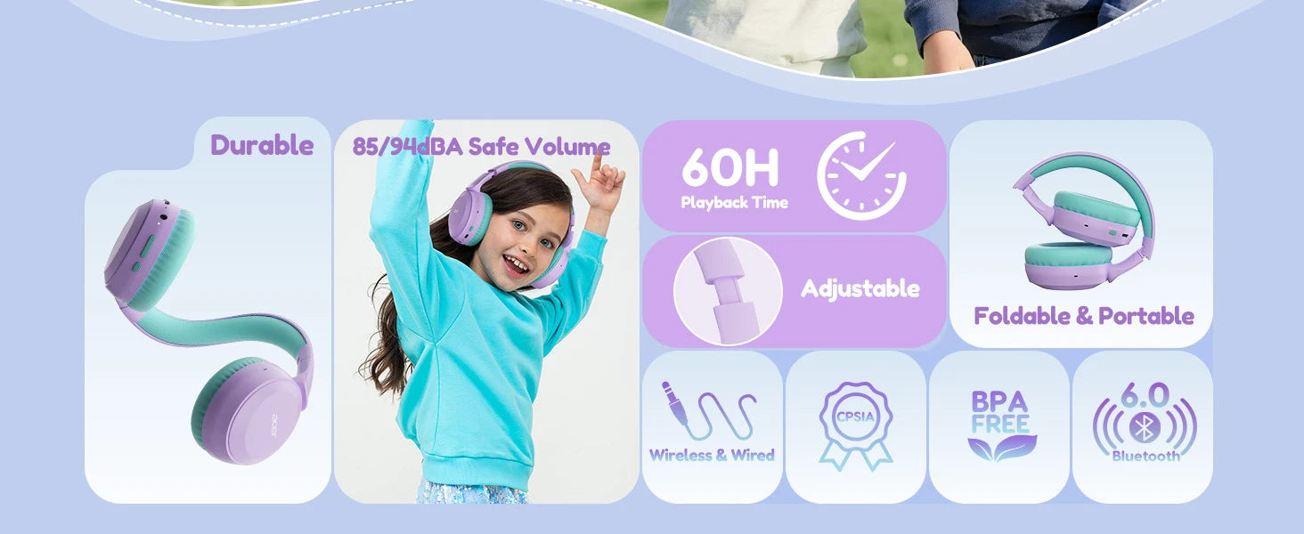 Acer Auriculares Infantiles Bluetooth 6.0 Volumen Limitado
