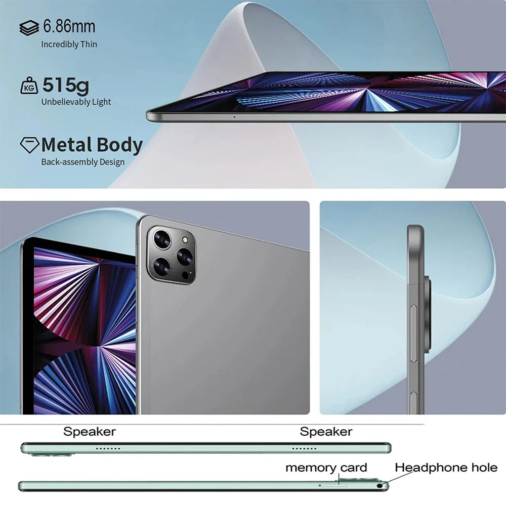 Tablet BDF 10.1": Android 13, 8GB RAM, 512GB ROM, 10 núcleos, 4G LTE