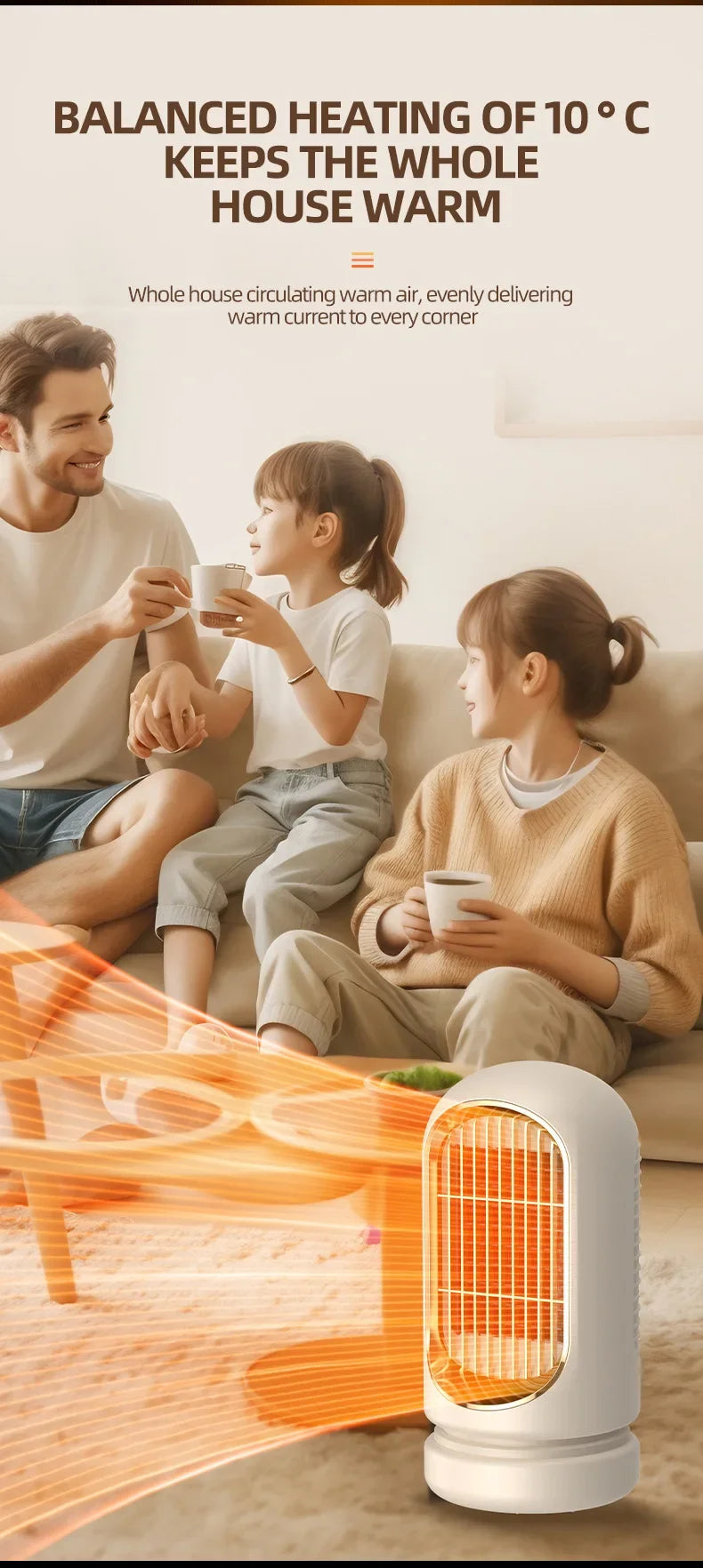 Calentador doméstico pequeño, temperatura constante duradera, añadir rápidamente seguridad y ahorro de energía, protección de apagado, calentador eléctrico