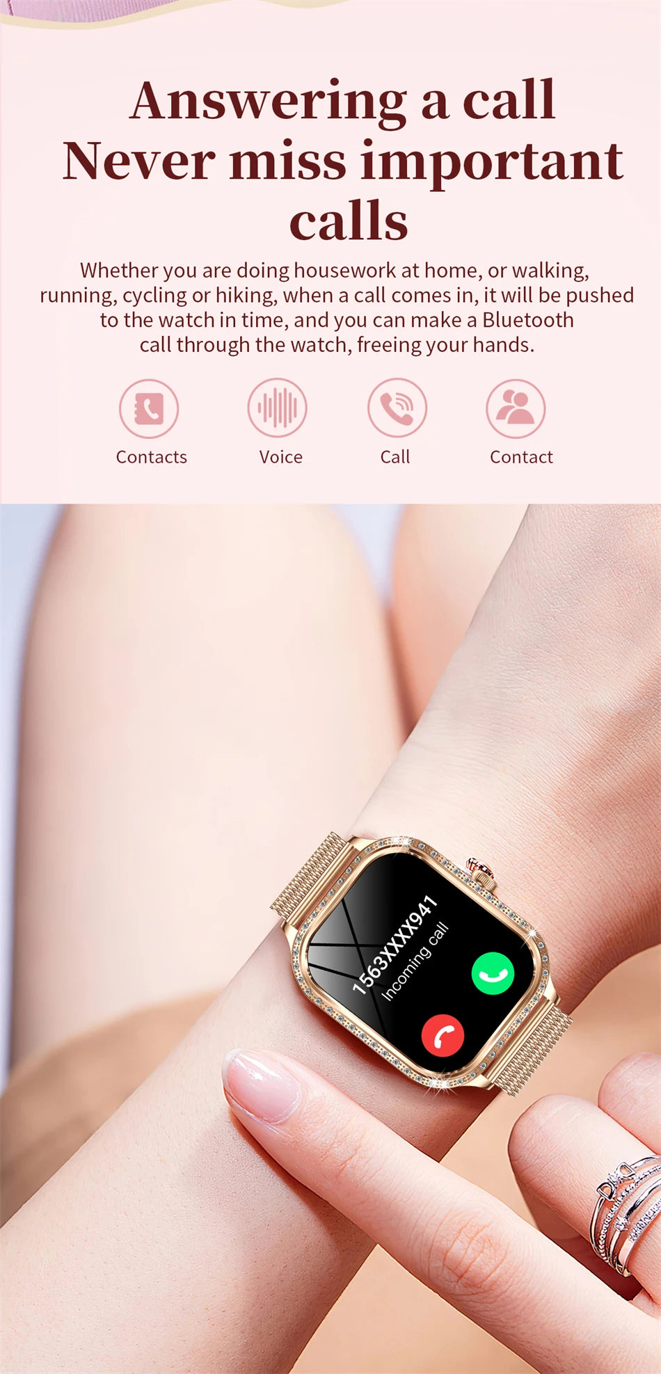 Reloj Inteligente Mujer HD 1.75 Fitness Bluetooth