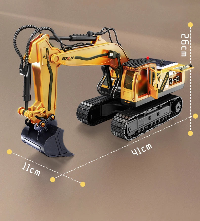 Coche RC 12/13/15Ch, excavadora de aleación, vehículo de ingeniería para niños, juguete, volante de suelo, coches de control remoto, juguetes para niños