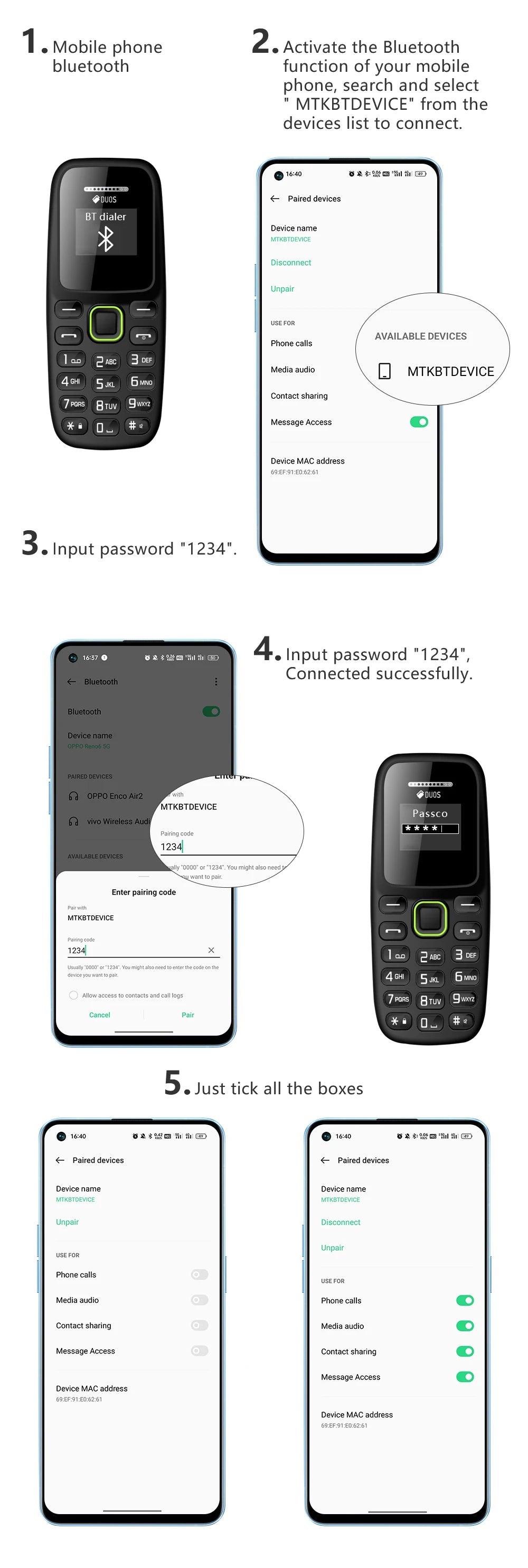 BM310 teléfonos móviles pequeños desbloqueados auriculares Bluetooth teléfono baja radiación grabación automática de llamadas Dual SIM teléfono celular pequeño