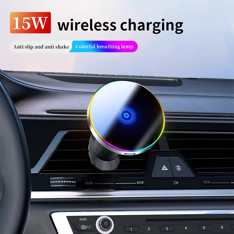 Soporte Magnético para Celular con Cargador Inalámbrico Auto