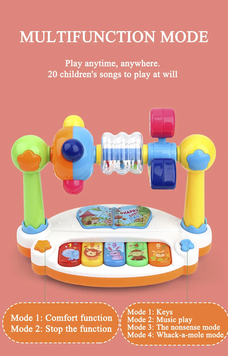 Teclado Piano Musical para Niños con Sonido y Luz - Juguete Educativo