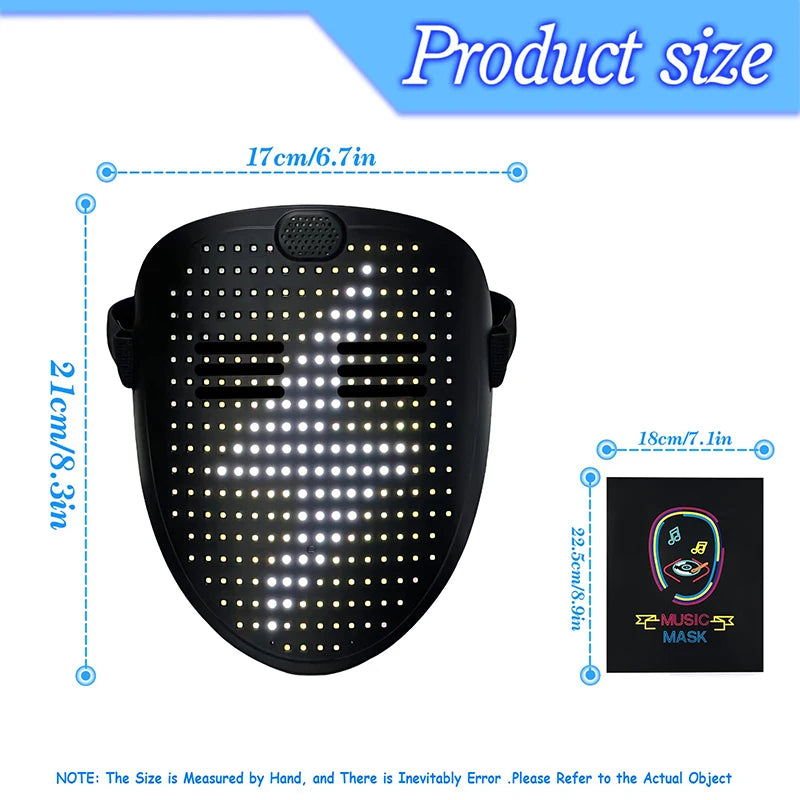 Máscara LED con detección de gestos, efectos de sonido musicales, máscara de Halloween iluminada para Dj, disfraz de mascarada de cumpleaños, fiesta de disfraces