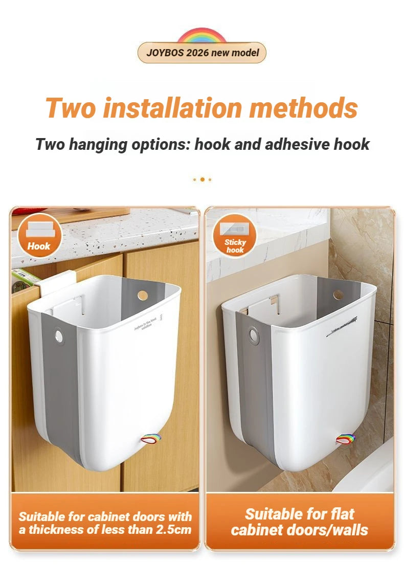 Cubo de basura colgante Joybos plegable con tapa para cocina y baño