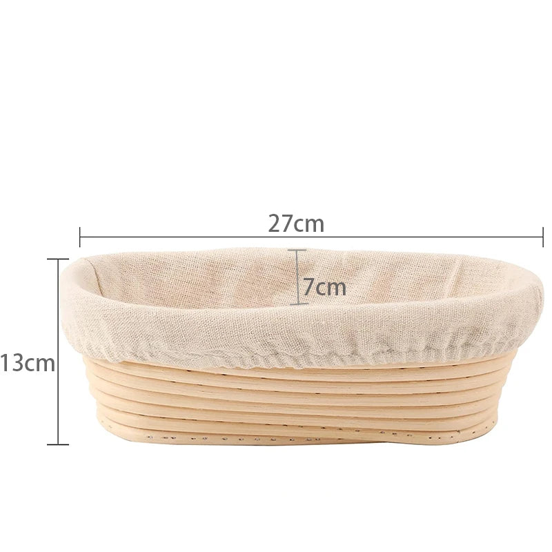Cesta de mimbre para pan con forro de lino