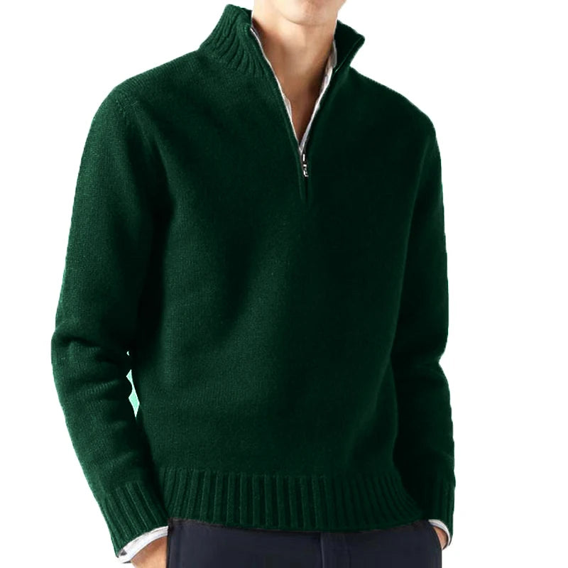 Otoño hombres suéteres de cuello alto prendas de punto jerseys Color sólido suéter de manga larga masculino Casual abrigos cálidos diarios