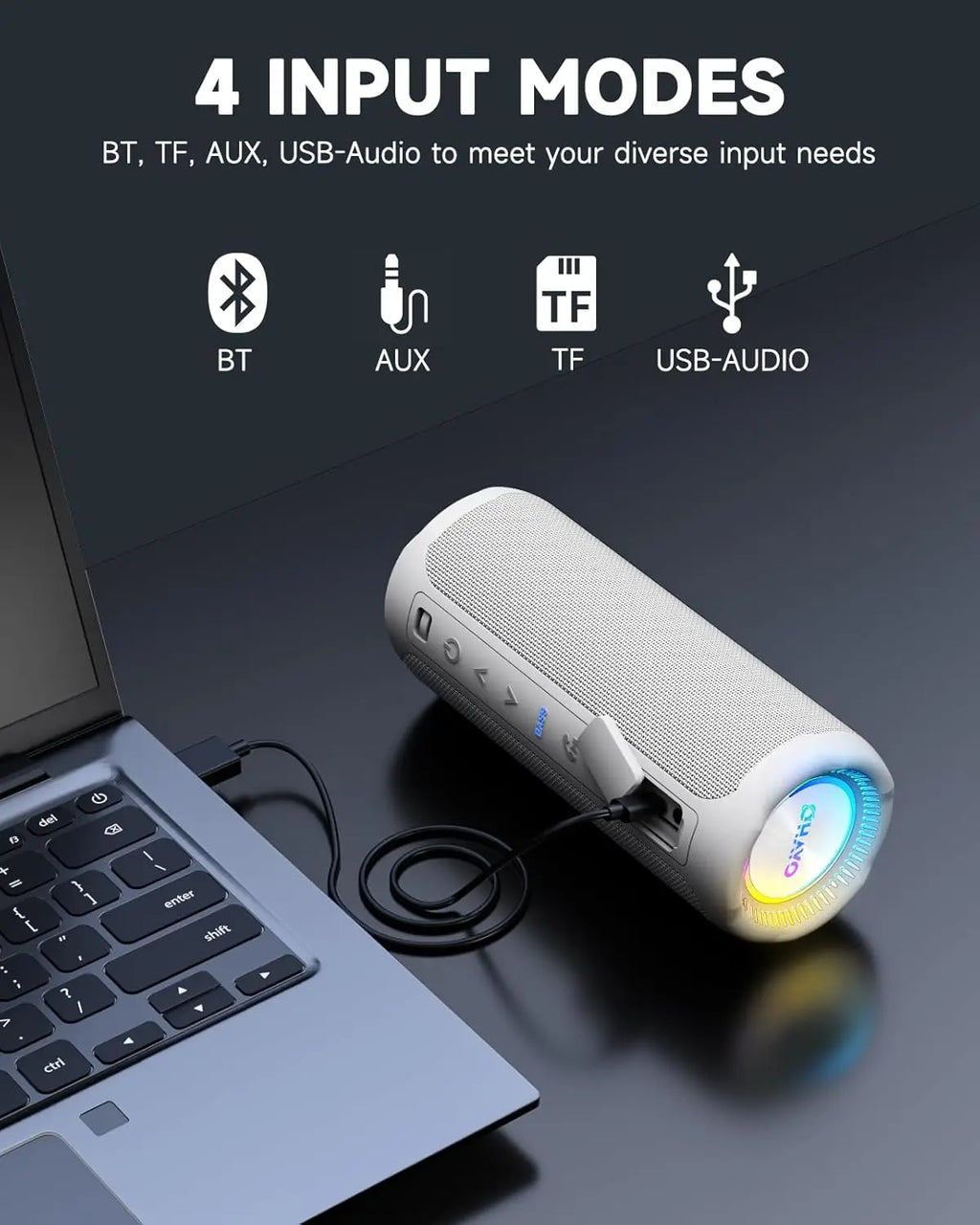 Altavoz Bluetooth Portátil 24H LED IPX7