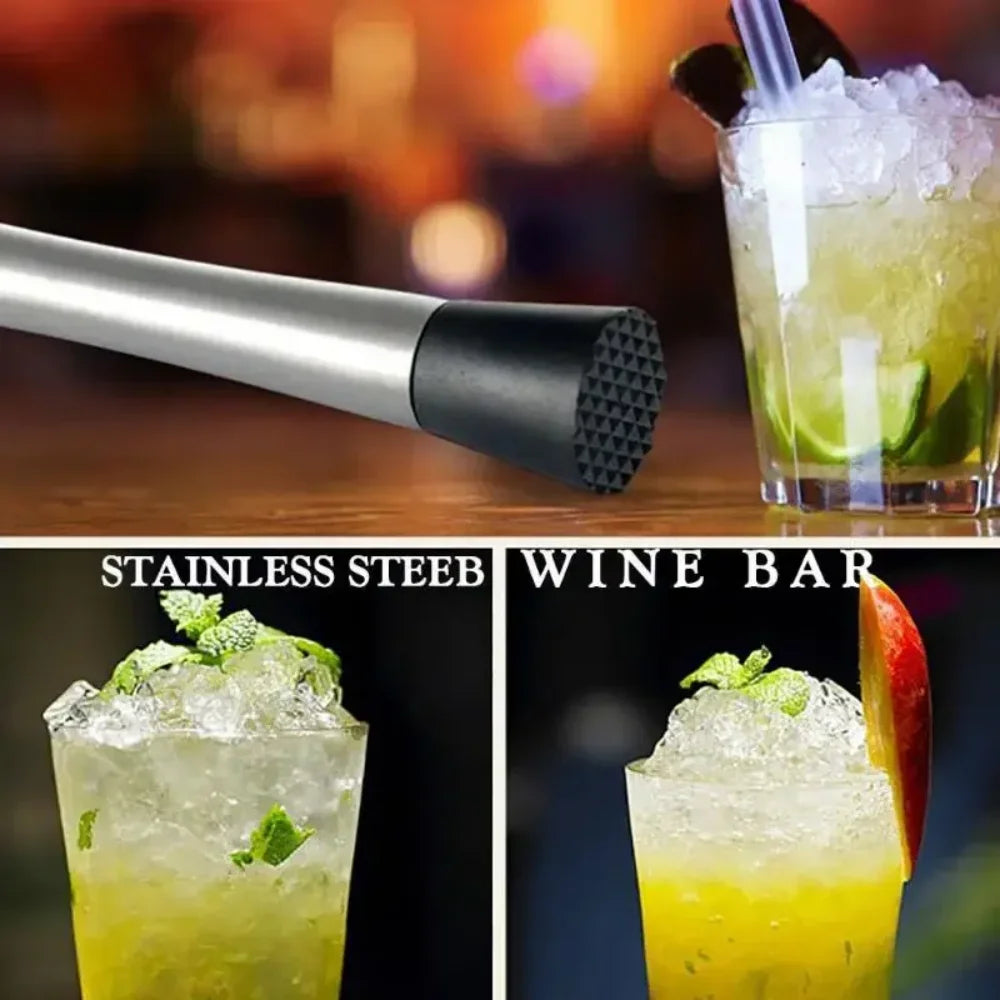 Muddler de Acero Inoxidable de 21/30CM, Herramienta de Barman, Triturador de Limones y Hielo para Mojitos, Bebidas de Frutas, Uso en el Hogar, Cocina y Bar