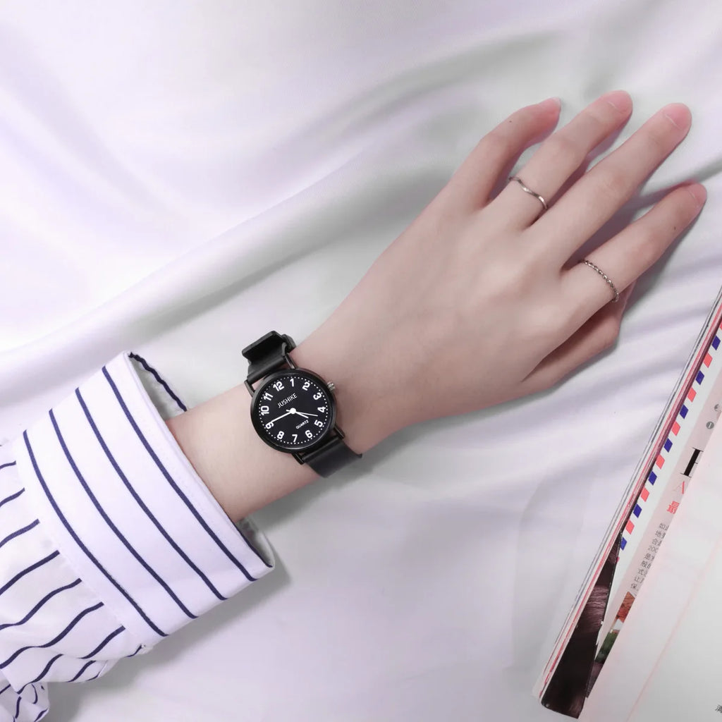 Reloj negro Simple, relojes de cuarzo para mujer, correa de silicona, reloj de pulsera de ocio para mujer, reloj de examen ligero de lujo para estudiantes, regalos