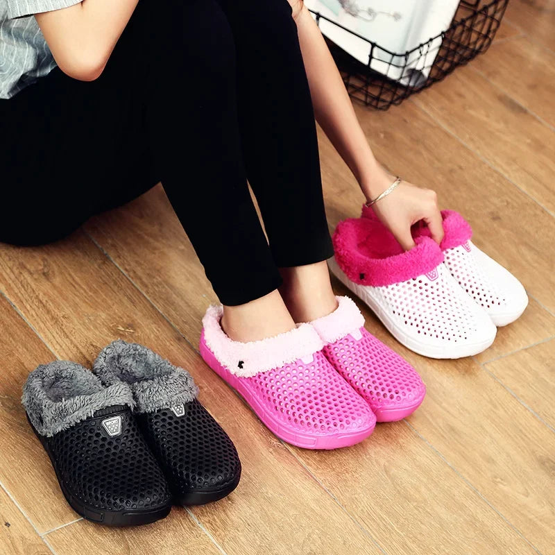 YRZL Zapatillas de invierno para hombre y mujer, zapatos cálidos para interiores, Pantoffels de algodón antideslizantes, zuecos informales, zapatillas de suelo para casa sin cordones para hombre