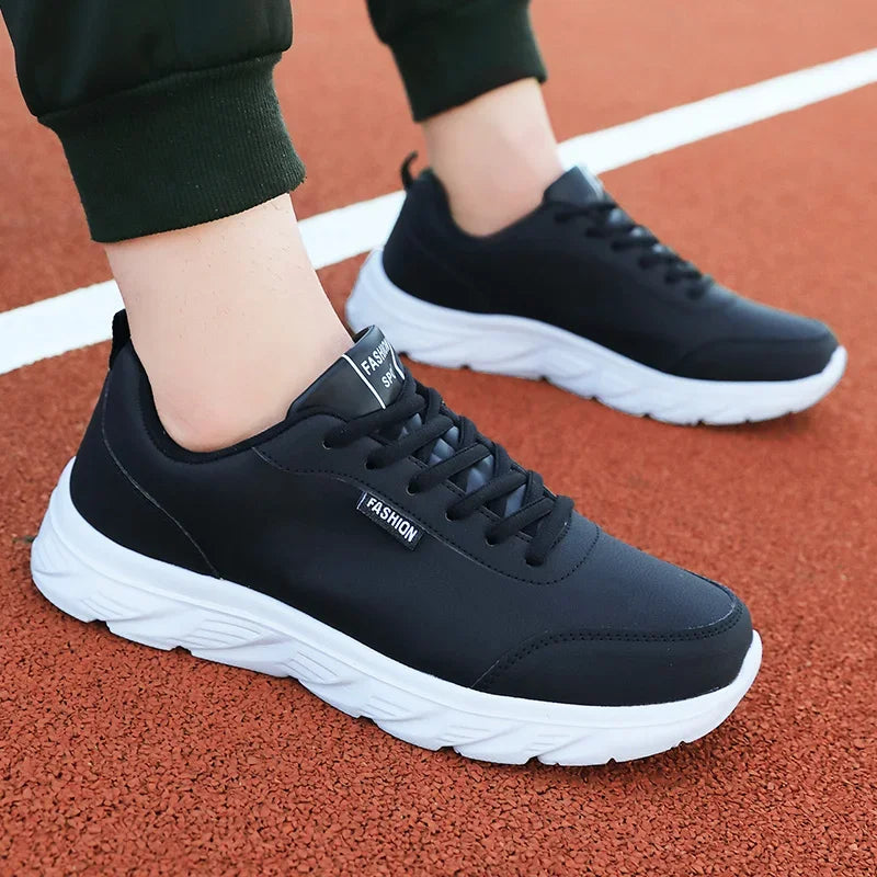 YRZL Zapatillas para correr Zapatillas de deporte de cuero artificial impermeables Zapatos deportivos al aire libre Hombres Zapatillas casuales ligeras para caminar para hombres