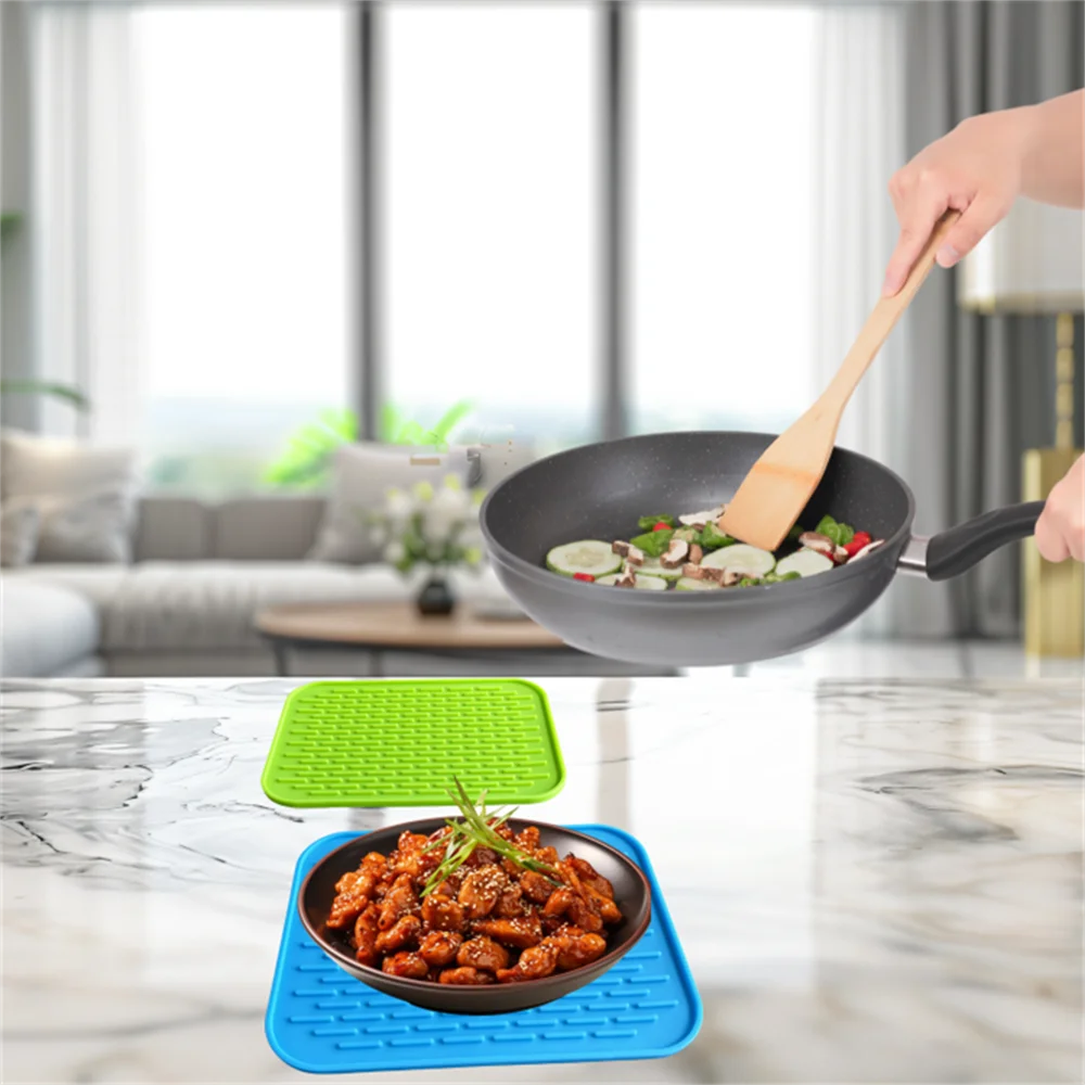Soporte para ollas de silicona Flexible y duradero, posavasos para vajilla, soporte para ollas, almohadilla caliente antideslizante resistente al calor, almohadilla aislante para vajilla