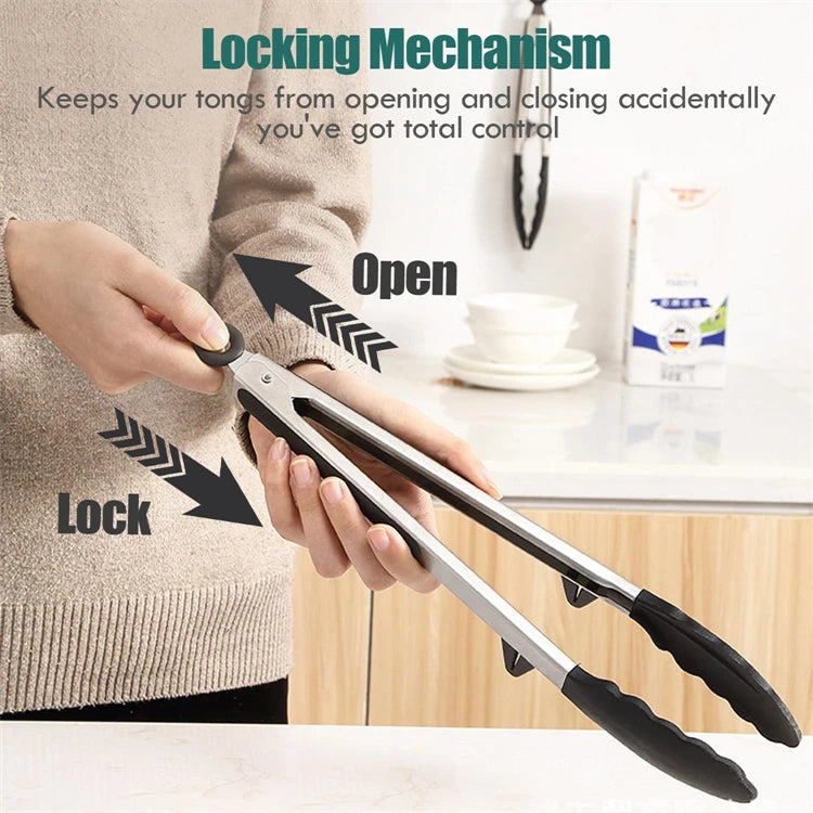 LMETJMA pinzas de cocina pinzas de silicona para alimentos pinzas antiadherentes para servir cocinar para barbacoa ensalada carne Pasta espaguetis fideos JT302