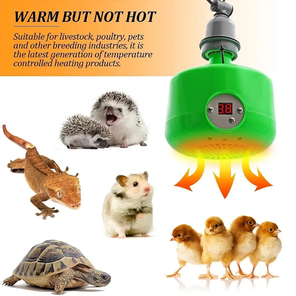 Lámpara Calefactora 220V con Control de Temperatura para Mascotas