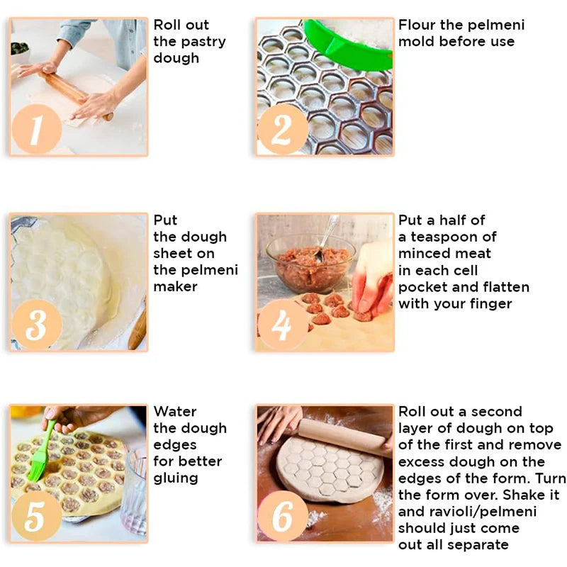 Fabricante de raviolis ruso con 37 agujeros, molde para dumplings, aleación de aluminio, Pelmeni, fabricante de dumplings de carne, cortador de dumplings hecho a mano JT567
