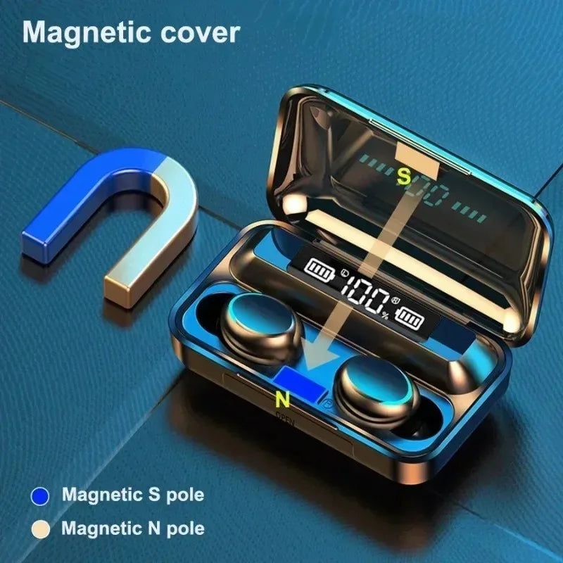 Auriculares Bluetooth multifuncionales F9, manos libres, táctiles, resistentes al agua, estéreo 9D, auriculares deportivos para todos los teléfonos inteligentes