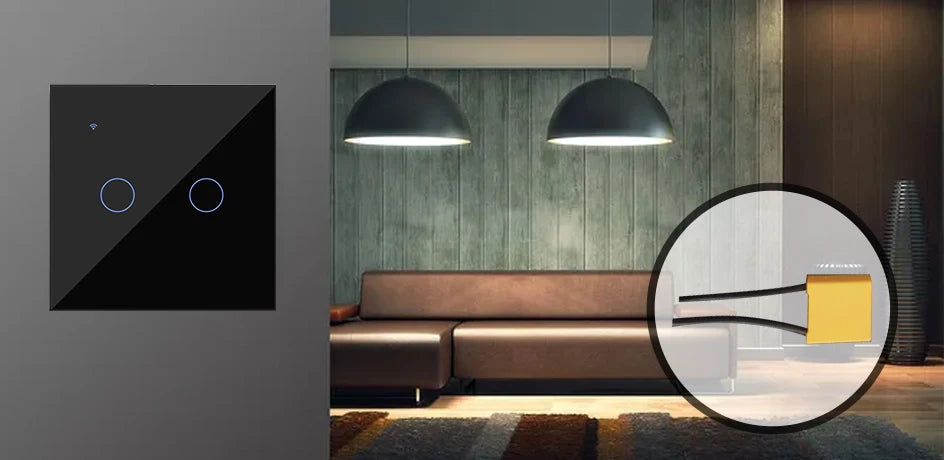 Interruptor inteligente de encendido y apagado con WiFi, dispositivo con botón de encendido de 220V, para pared, Alexa, Google Home, sin cable neutro, UE, dos vías