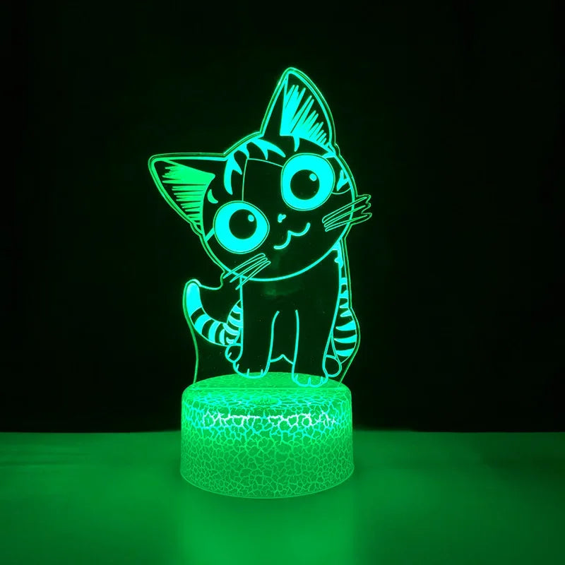 Lámpara LED Nocturna 3D con Forma de Gato para Niños
