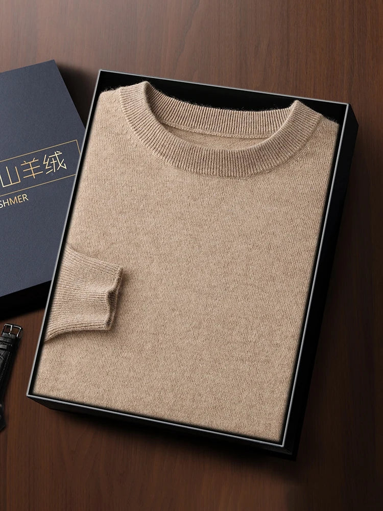 Suéter de Lana Merino 100% para Hombre - Cuello Redondo, Manga Larga