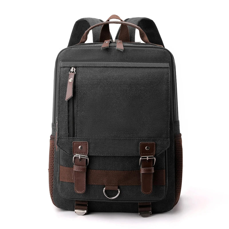 Mochila Retro de Lona, para Senderismo al Aire Libre, Multifuncional, con Múltiples Compartimentos, Bolsa de Pecho, Mochila Lateral
