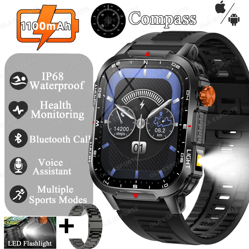 Reloj Inteligente Militar para Hombre - GPS, 1100mAh y 10ATM