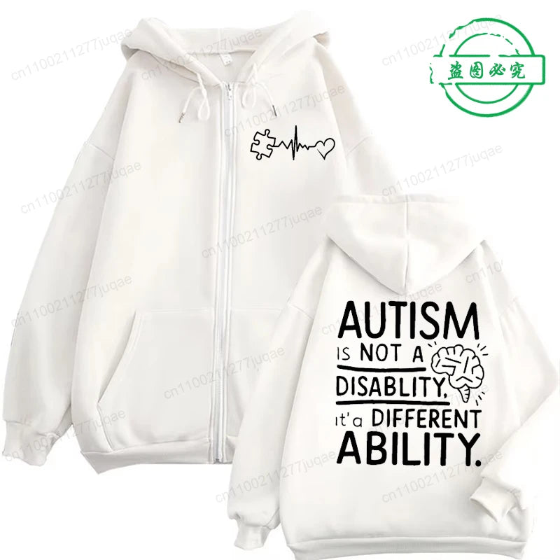 Buzo con Capucha Unisex Autismo | Cremallera Completa