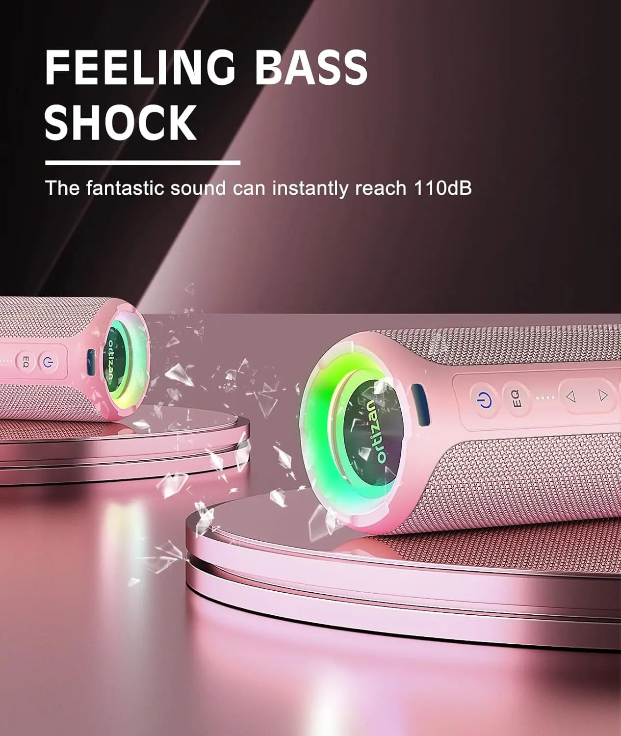 Ortizan X8 Pro, Altavoz Bluetooth portátil impermeable, Luces RGB, Calidad de sonido premium
