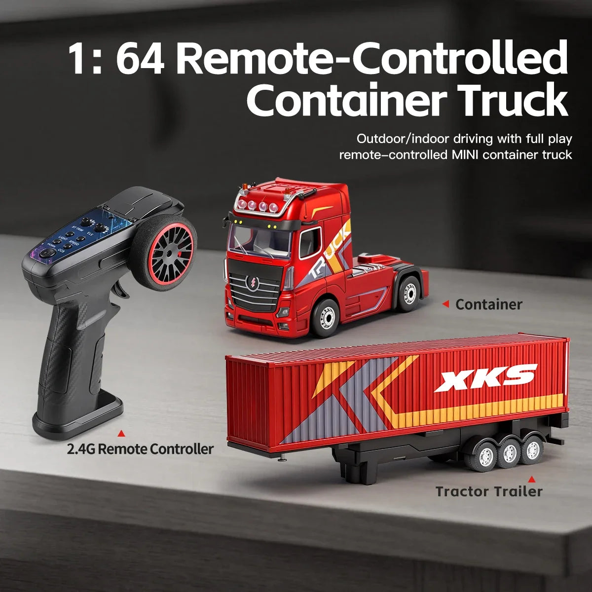 Camión Tractor RC WLtoys 6408 1:64 4WD con Luces y Bocina