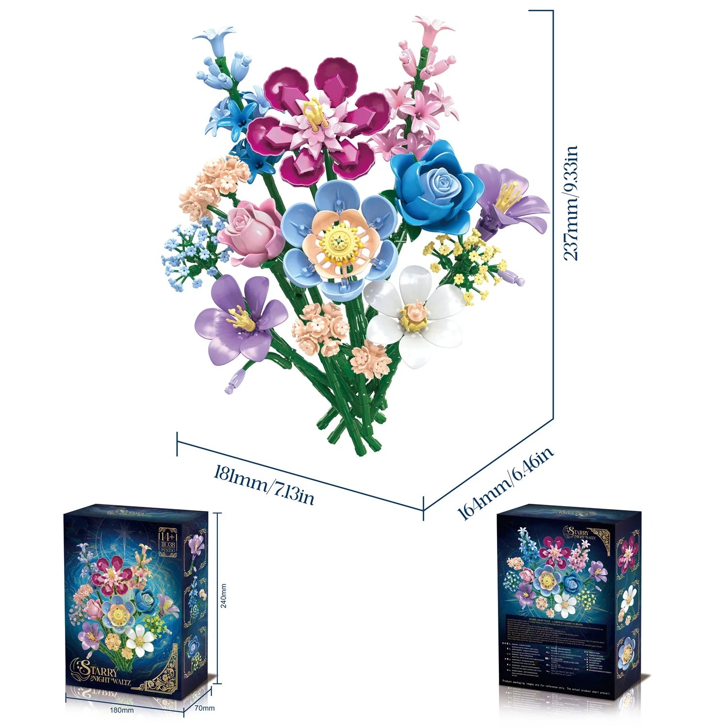 Bloques de Construcción de Ramo de Flores 11038, Modelo Creativo de Rosa y Jacinto para Armar, Decoración para el Hogar, Regalo de San Valentín para Mujeres Adultas, 730 Piezas